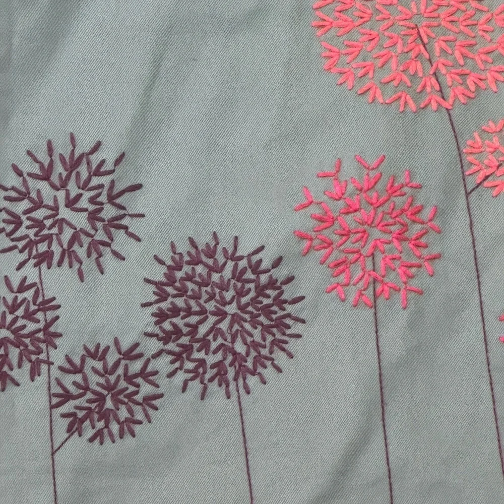 BODEN Embroidered Floral Blue Pink A Line Skirt Size 12 Spring Summer Easter